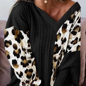 Leopard and Black vneck